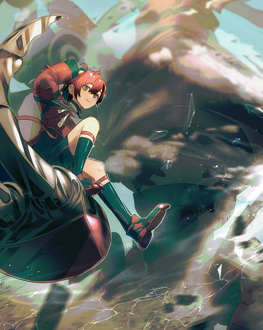 1boy, amain_dudu, black_bodysuit, black_choker, blurry, blurry_background, blush, bodysuit