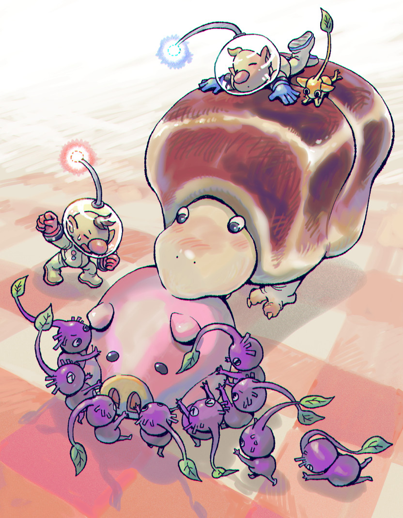 >_<, 2boys, alien, arm_up, asaikaina, large_nose, black_eyes, blonde_hair