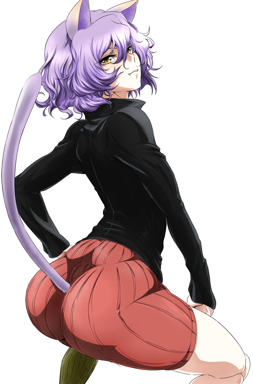 1boy, androgynous, animal_ears, ass, bad_id, bad_pixiv_id, cat_boy, cat_ears