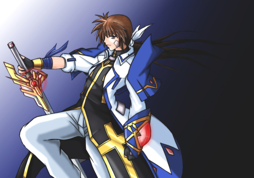 00s, 1boy, alternate_weapon, bastard_(entasis), blue_eyes, brown_hair, entasis, genderswap