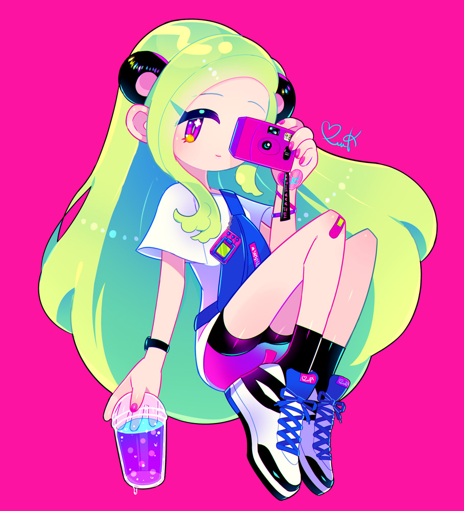 1girl, animal_ears, bag, bandaid, bandaid_on_knee, bandaid_on_leg, bear_ears, bracelet