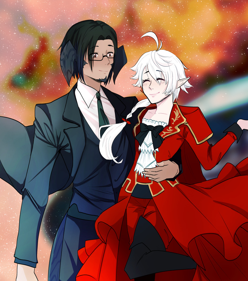 absurdres, alisaie_leveilleur, black_hair, final_fantasy, final_fantasy_xiv, held, highres, ranier_layarte