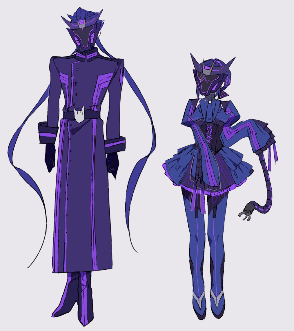 1boy, 1girl, belt, black_belt, black_corset, black_footwear, blue_dress, blue_footwear