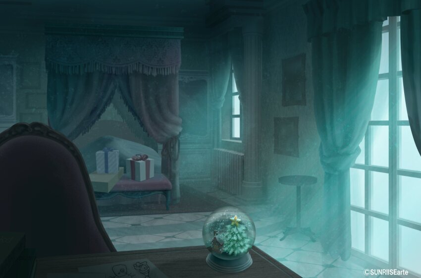 bed, bedroom, chair, christmas, christmas_present, dark, gift, indoors