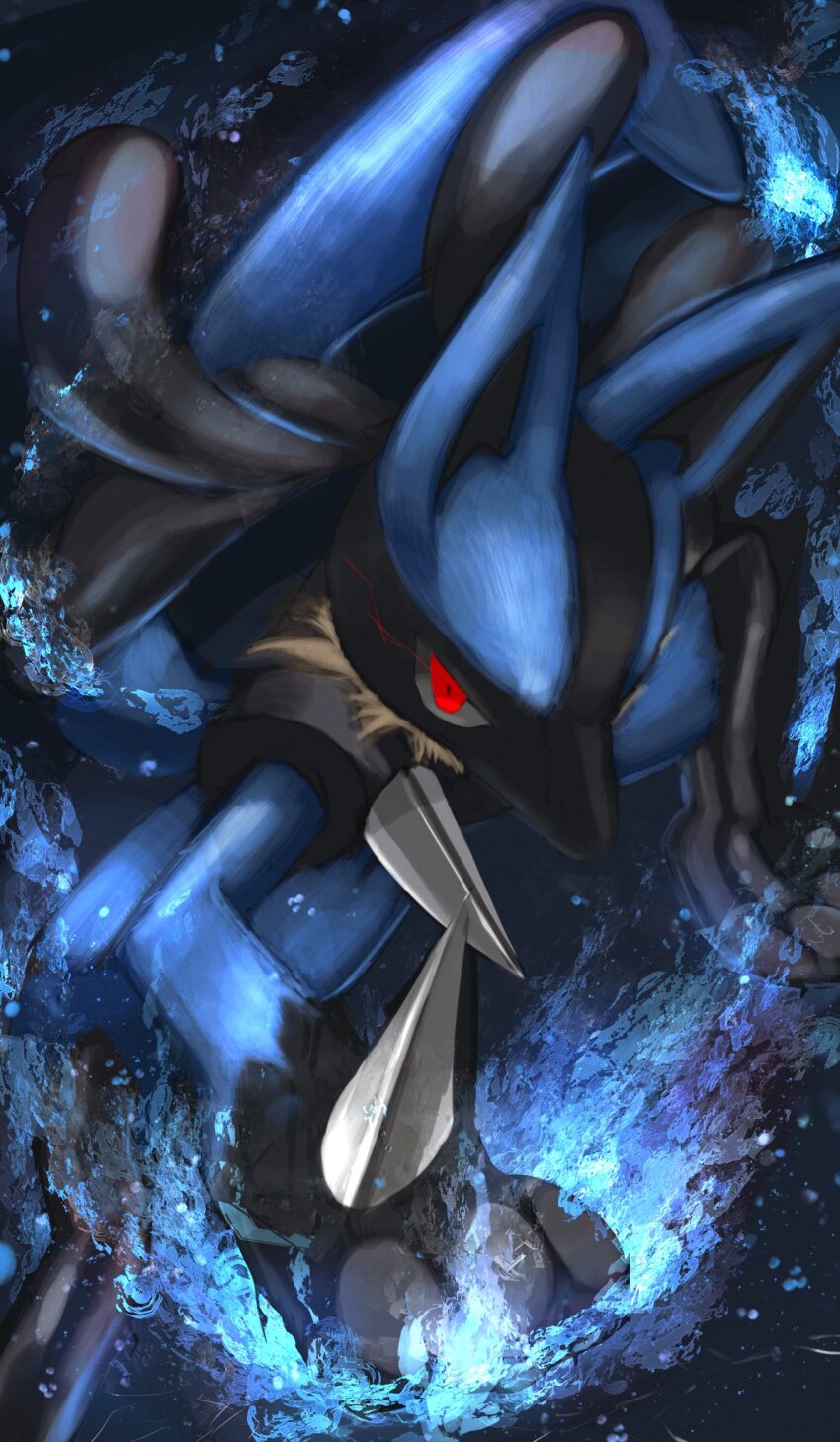 aura, energy, gen_4_pokemon, glowing, glowing_eyes, highres, looking_at_viewer, lucario