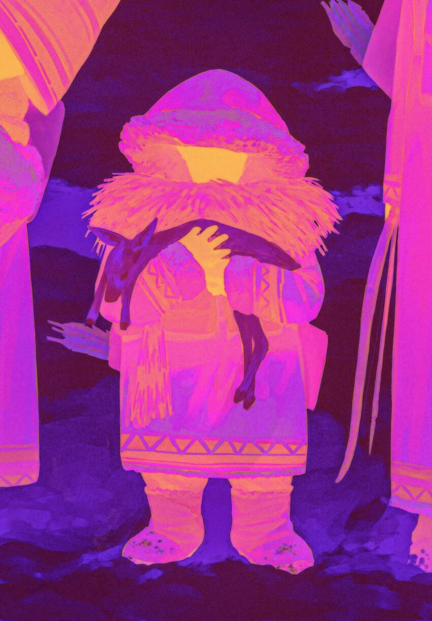 3others, animal, arm_at_side, arrow_(projectile), boots, bow_(weapon), child, coat