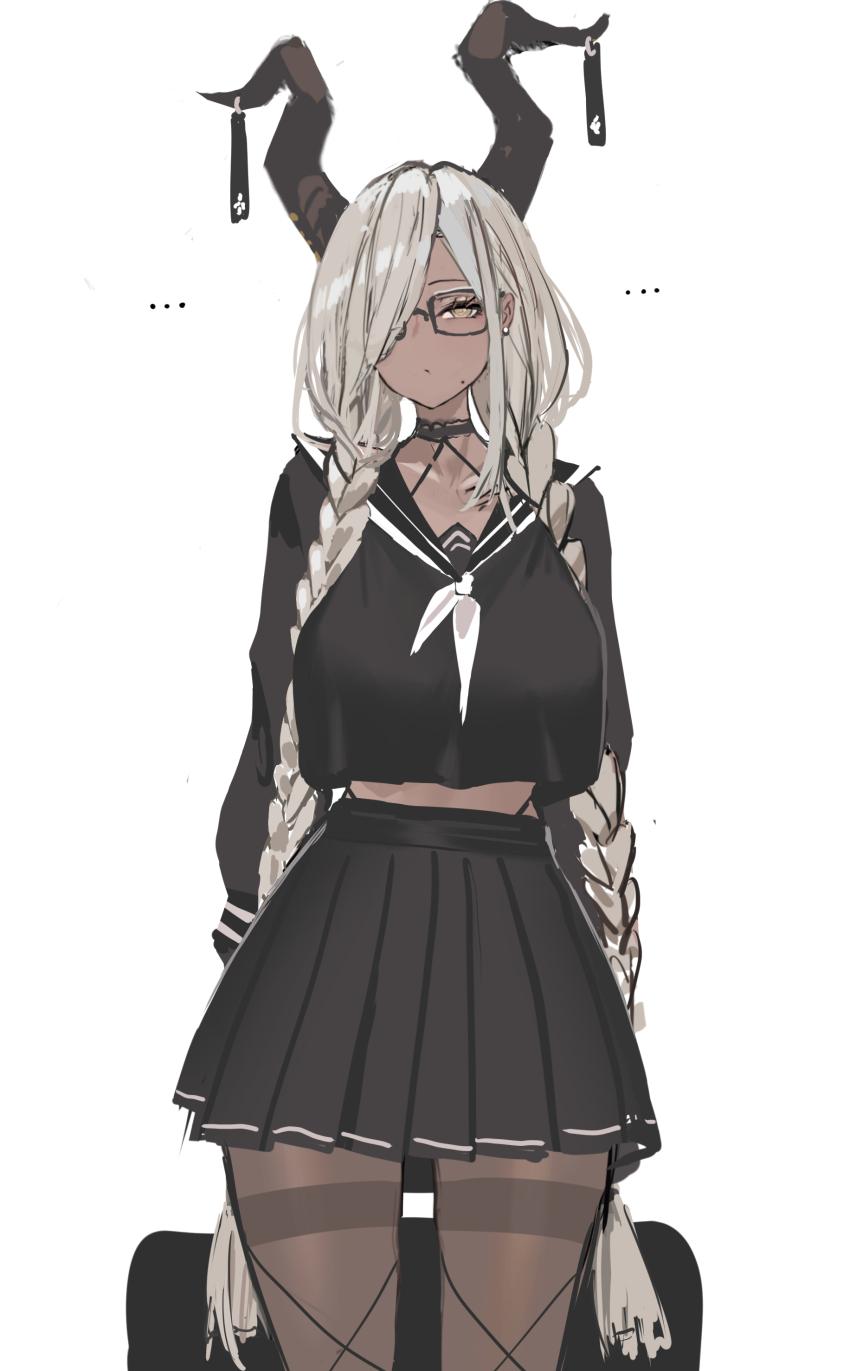 1girl, absurdres, alternate_costume, arms_behind_back, azur_lane, black_pantyhose, black_sailor_collar, black_serafuku