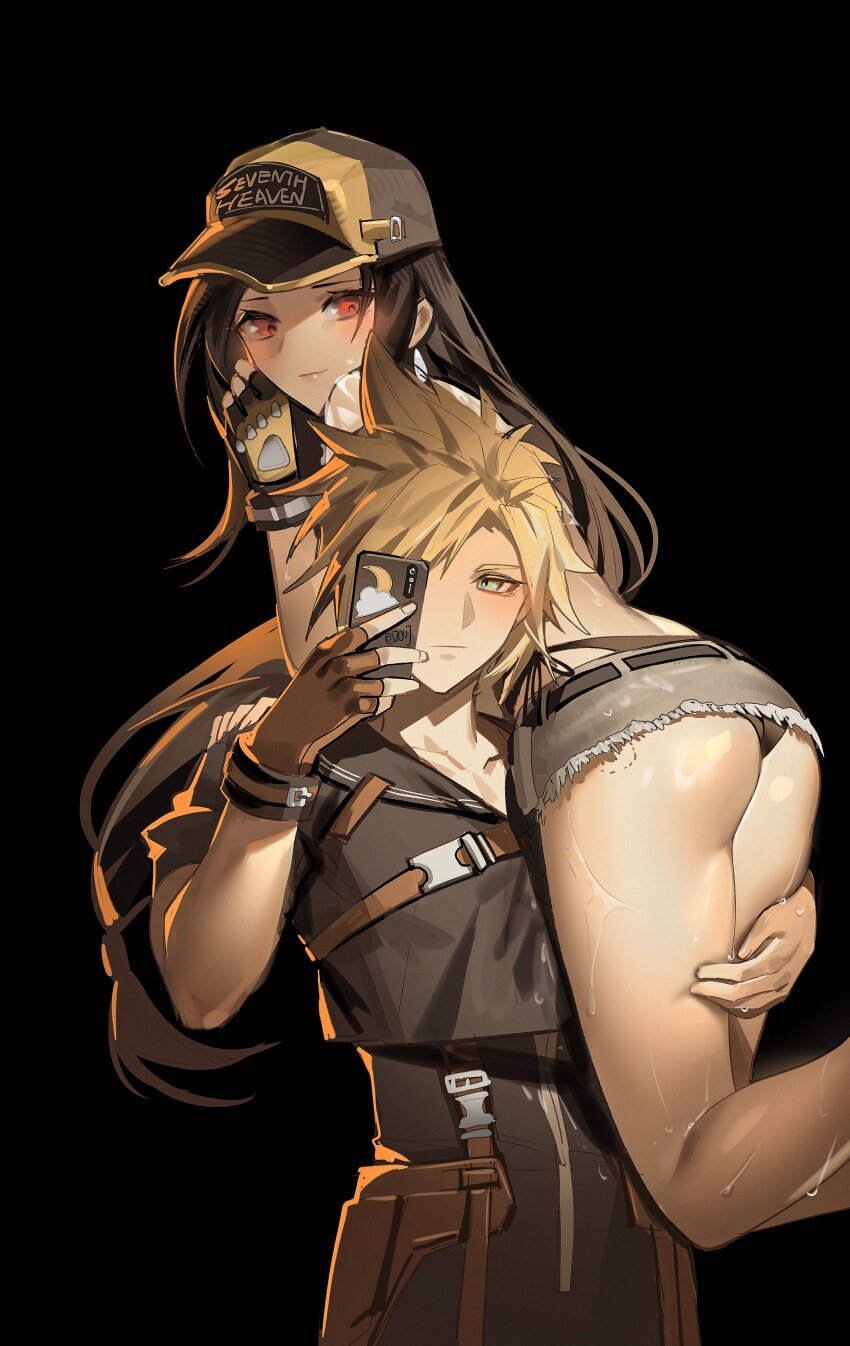 1boy, 1girl, absurdres, ass, baseball_cap, bikini, bikini_under_clothes, bite_mark