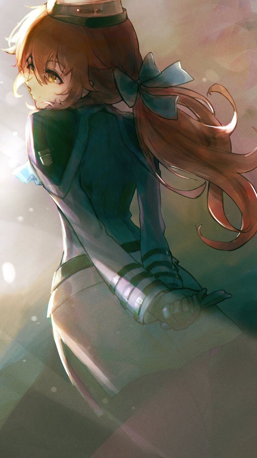 1girl, absurdres, black_gloves, brown_hair, double-parted_bangs, eiyuu_densetsu, gloves, hair_between_eyes