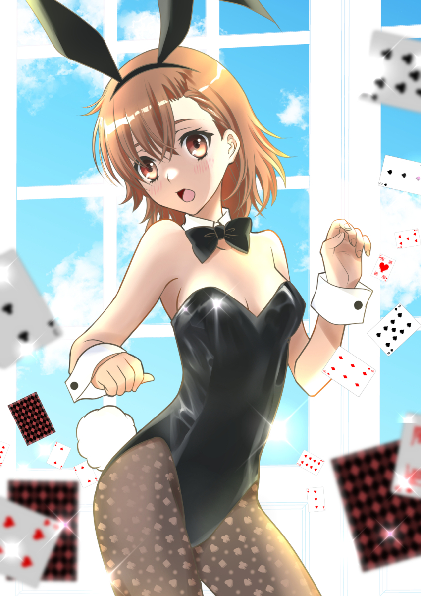 1girl, :o, alternate_costume, animal_ears, bare_arms, bare_shoulders, black_bow, black_bowtie