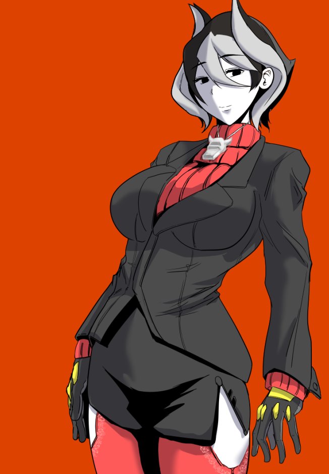 1girl, black_eyes, black_gloves, black_hair, black_jacket, black_skirt, cosplay, crossover