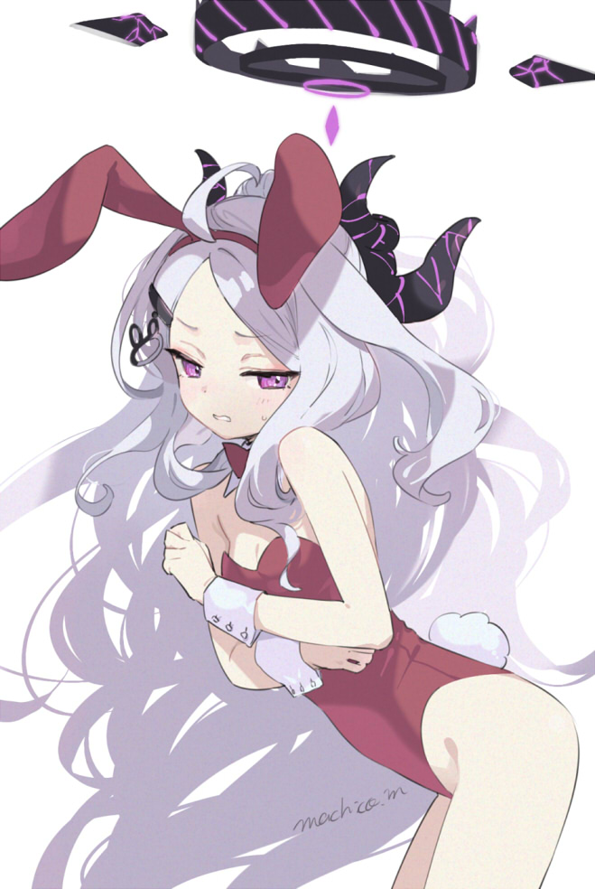 1girl, ahoge, alternate_costume, animal_ears, ass, bent_over, blue_archive, bow