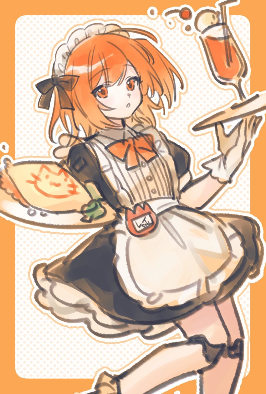 :o, a.i._voice, adachi_rei, ahoge, alternate_costume, android, apron, black_bow