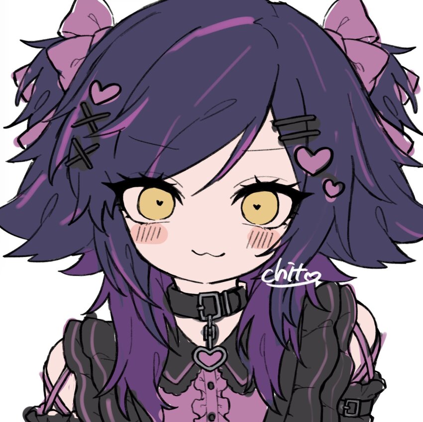 1girl, :3, alternate_costume, black_dress, black_hair, blush, blush_stickers, bow