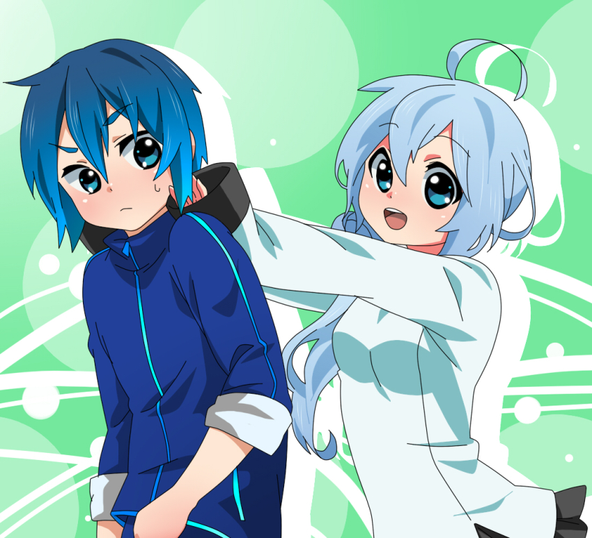 ahoge, bad_id, bad_pixiv_id, blue_eyes, blue_hair, kumono_tsuki, long_hair, smile