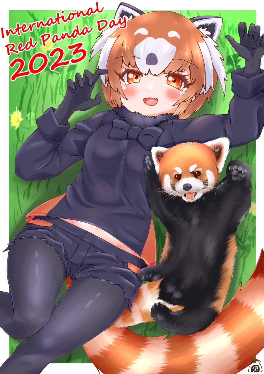 1girl, animal, animal_ears, bow, bowtie, brown_eyes, brown_hair, extra_ears