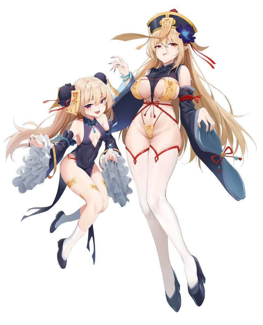 2girls, absurdres, alternate_costume, attilio_regolo_(azur_lane), azur_lane, bare_shoulders, black_footwear, black_headwear