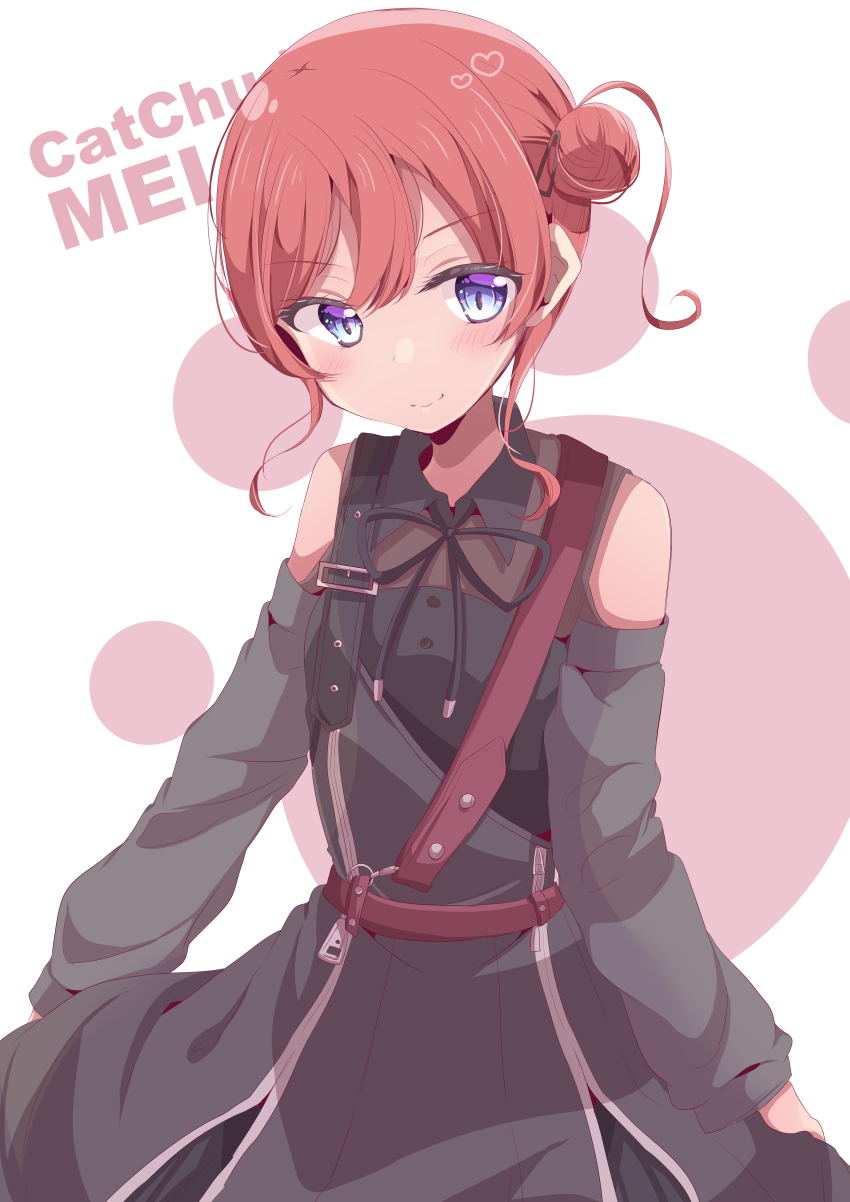 1girl, absurdres, bare_shoulders, blue_eyes, detached_sleeves, hair_bun, highres, koron_(nekomeron)