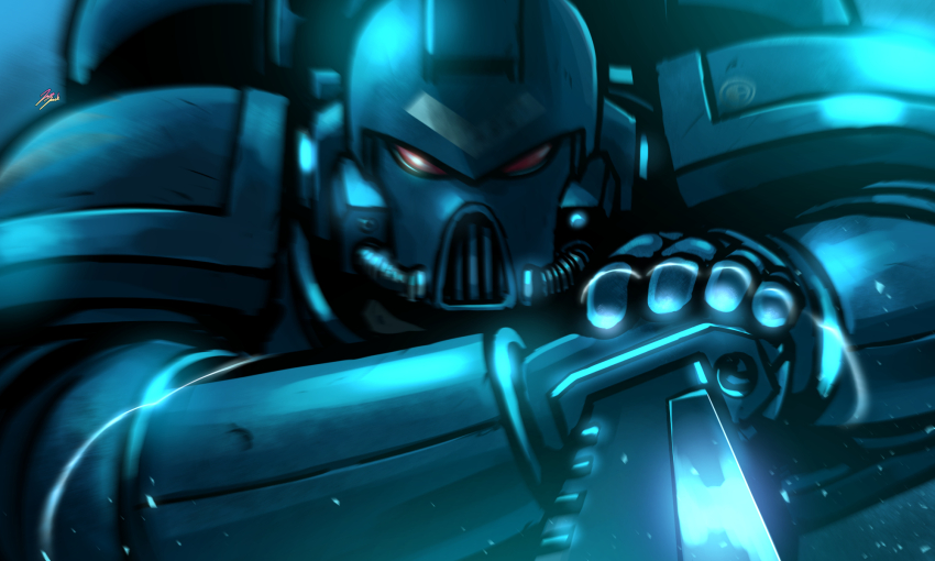 1boy, adeptus_astartes, armor, astartes_(web_animation), combat_knife, highres, holding, holding_knife