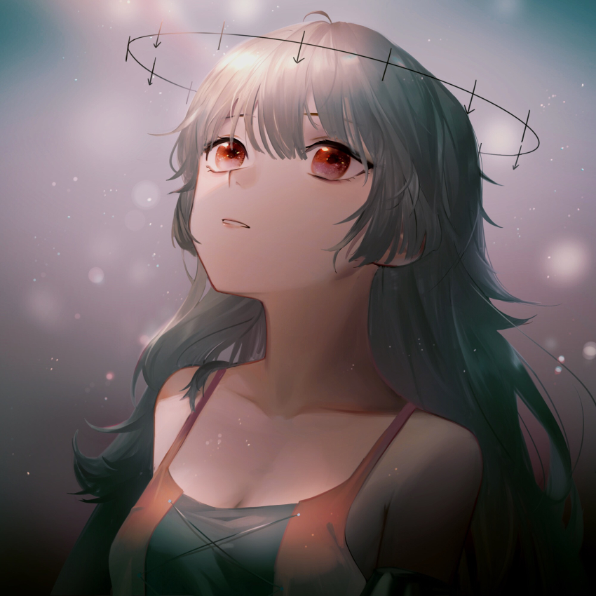 1girl, breasts, halo, highres, hikari_(arcaea), hikari_(zero)_(arcaea), leiq, light_green_hair