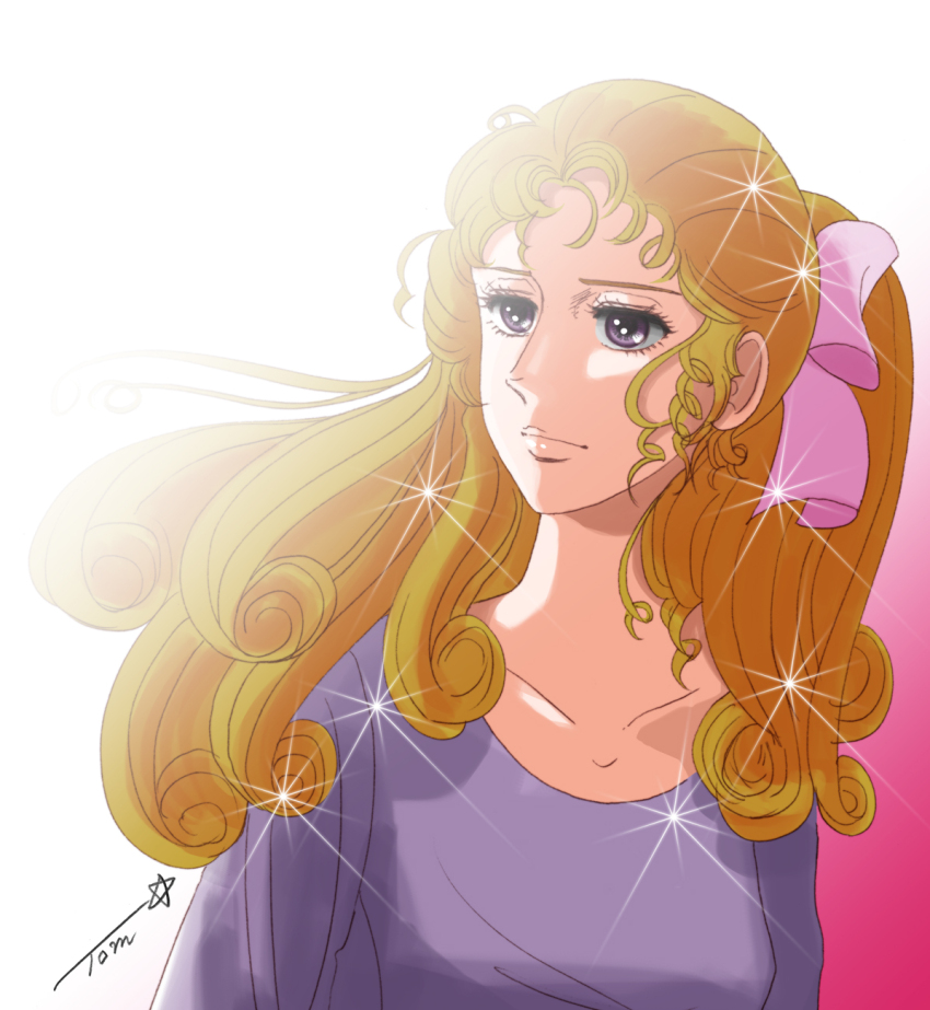 1girl, ace_wo_nerae!, blonde_hair, bow, chutohampa, curly_hair, hair_bow, highres