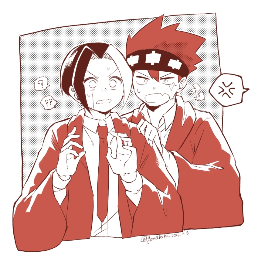 2boys, :d, ?, ??, anger_vein, artist_name, collared_shirt, dated