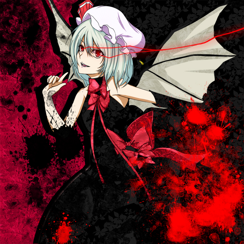 1girl, alternate_costume, bad_id, bad_pixiv_id, bat_wings, blue_hair, female_focus, glowing