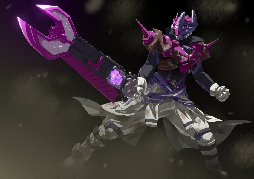 1boy, armor, armored_boots, asymmetrical_armor, bolt_(hardware), boots, fighting_stance, fire