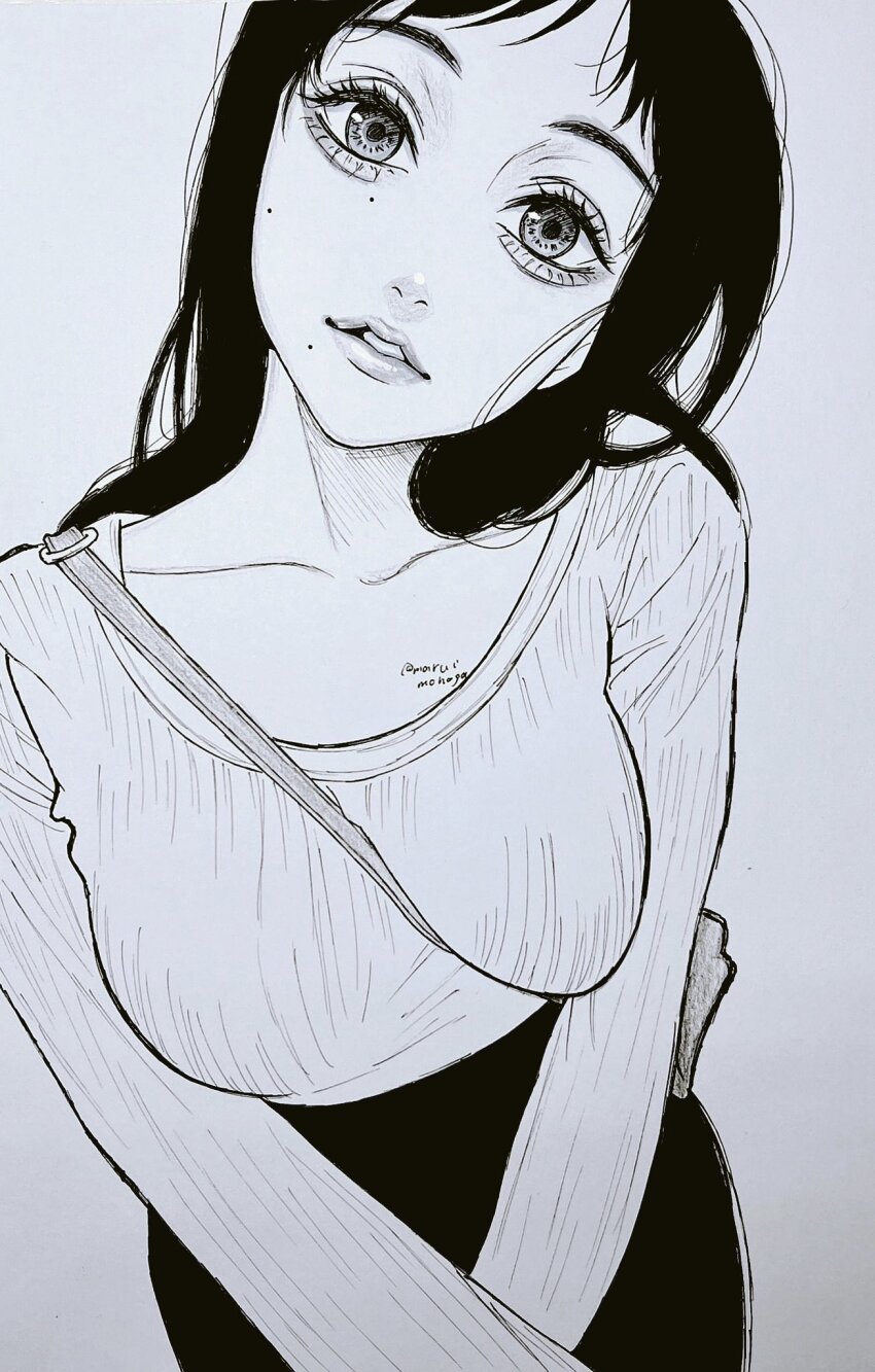 1girl, black_hair, chainsaw_man, highres, looking_at_viewer, maruimonoga, mole, mole_on_cheek