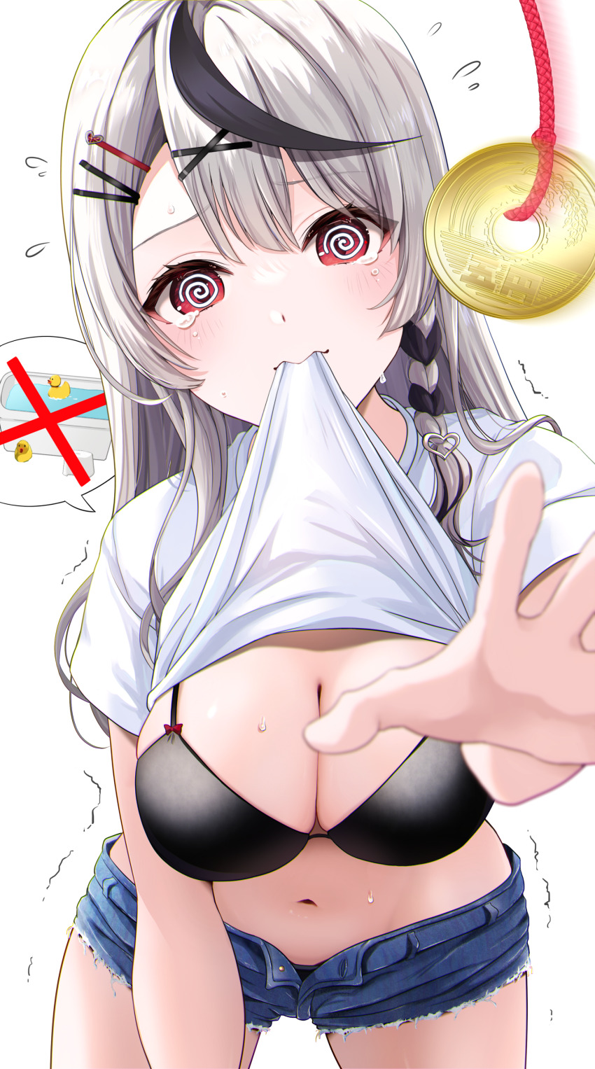 1girl, absurdres, breasts, cleavage, grey_hair, highres, hololive, holox