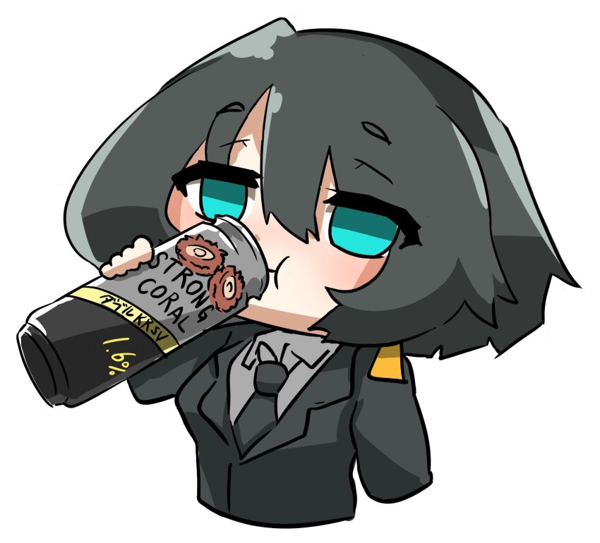 1girl, allmind_(armored_core_vi), armored_core, armored_core_vi:_fires_of_rubicon, black_hair, can, drinking, energy_drink
