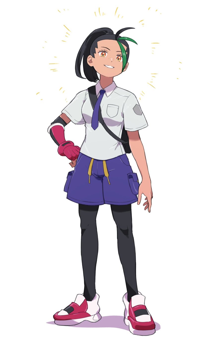 1girl, backpack, bag, black_bag, black_hair, black_pantyhose, breast_pocket, collared_shirt