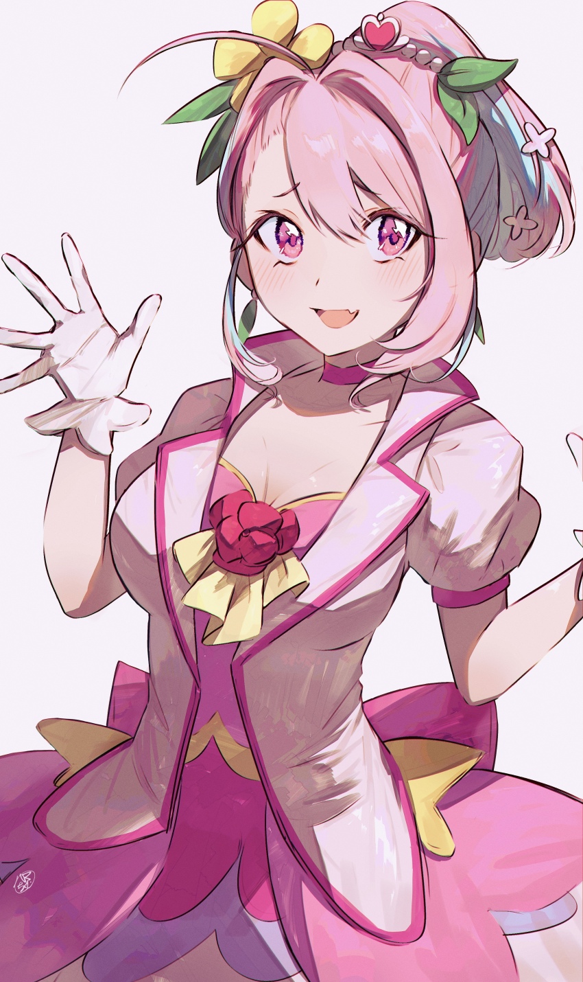 1girl, absurdres, ahoge, breasts, choker, cleavage, cosplay, cure_grace