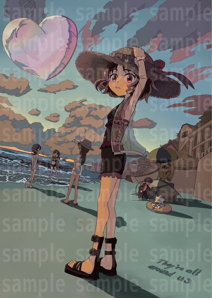 amanokawa_hiro, aramaki_kayono, beach, digimon, digimon_(creature), digimon_ghost_game, ex-tyranomon, gammamon