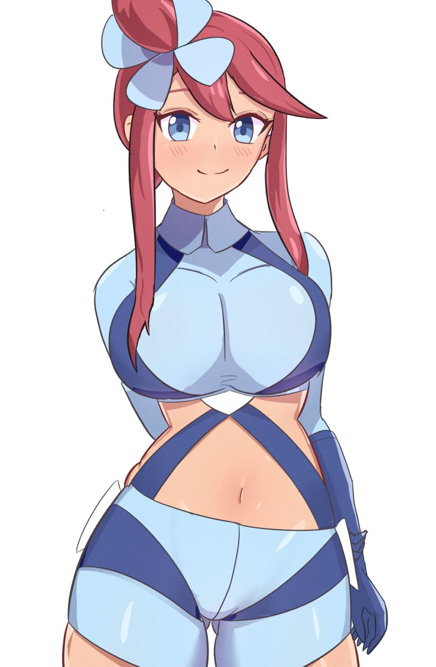 1girl, amrbatafri, blue_eyes, blush, breasts, crop_top, dark-skinned_female, dark_skin