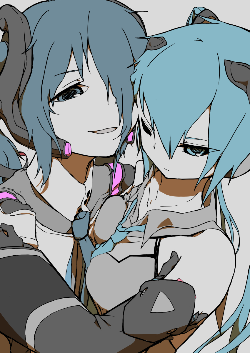 absurdres, aqua_eyes, aqua_hair, bare_shoulders, black_gloves, blue_eyes, blue_hair, blue_necktie