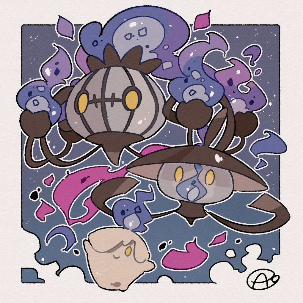 ameya_(kappadoll), blue_fire, chandelure, evolutionary_line, fire, gen_5_pokemon, lampent, litwick, nintendo, no_humans, pokemon, pokemon_(creature), simple_background