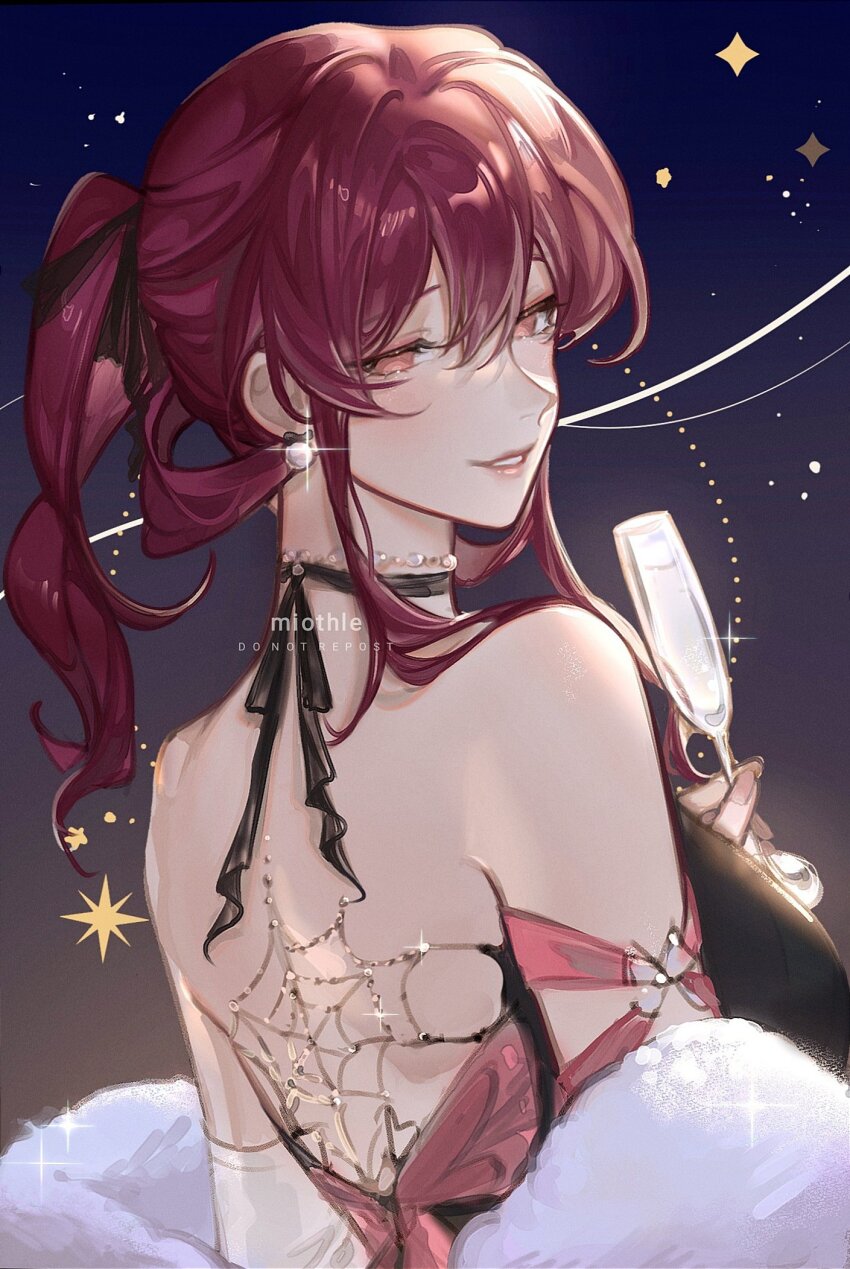 1girl, from_behind, fur_trim, hair_between_eyes, highres, honkai:_star_rail, honkai_(series), kafka_(honkai:_star_rail)