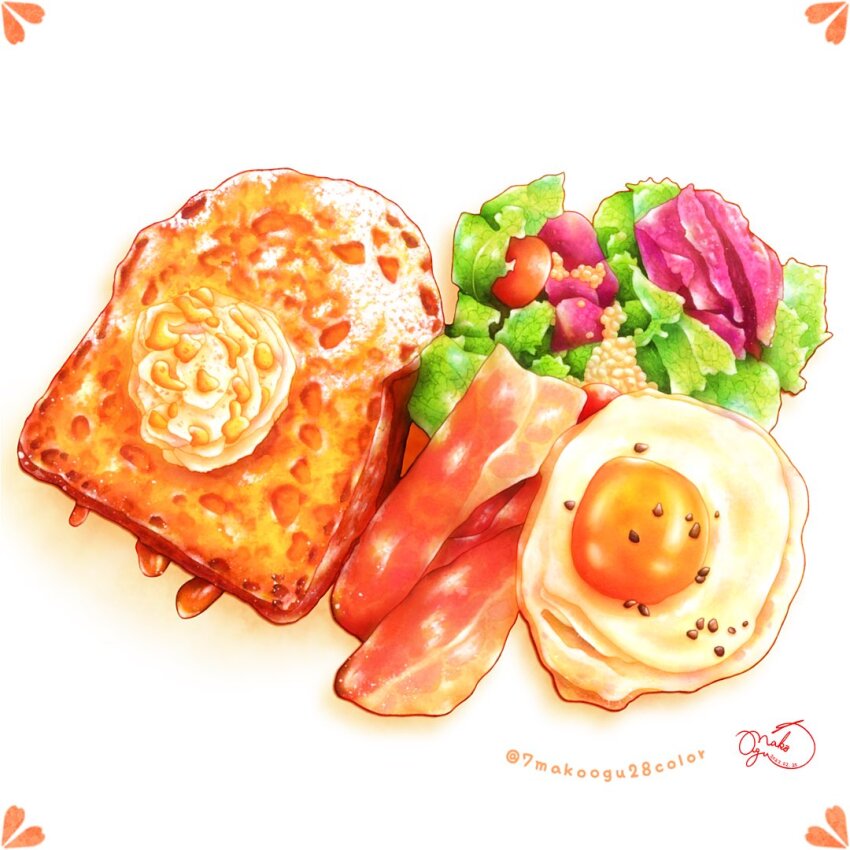 7makoogu28color, artist_name, bread, bread_slice, cafe, color_ink_(medium), food, food_focus