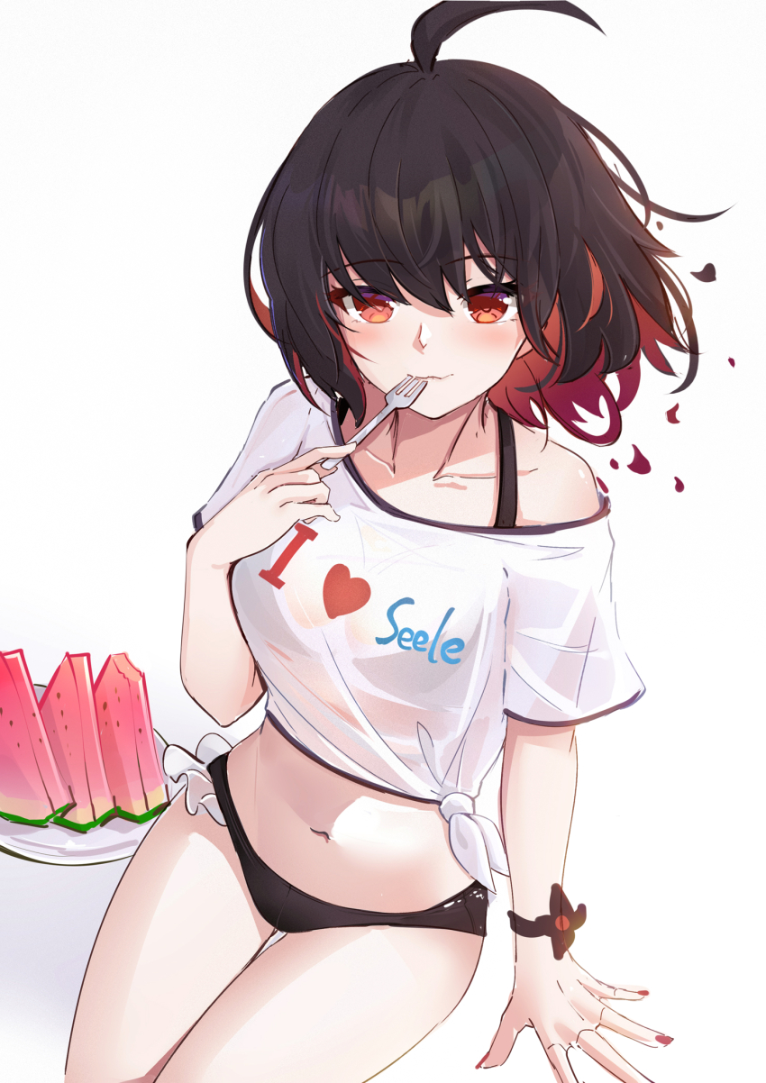 1girl, bright_pupils, food, fruit, highres, honkai_(series), honkai_impact_3rd, looking_at_viewer