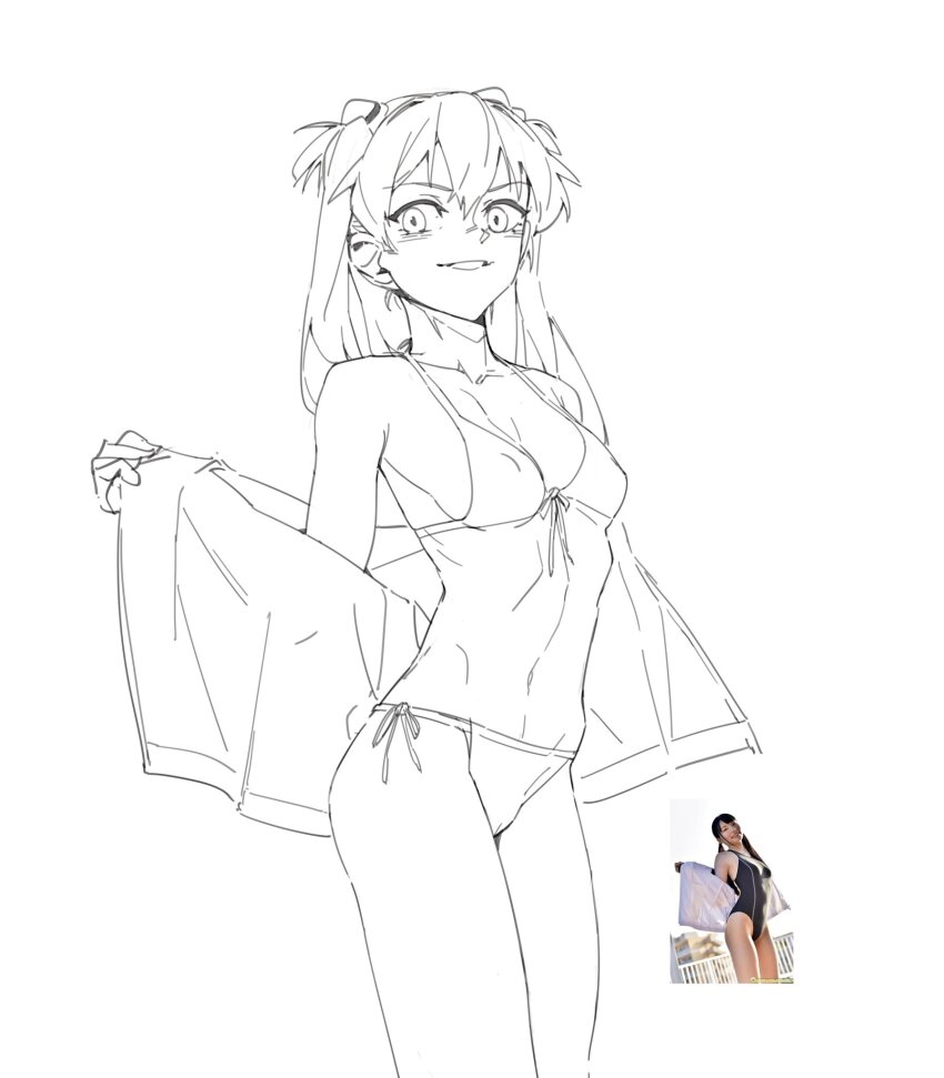 1girl, bikini, felix_thirasat, highres, neon_genesis_evangelion, photo-referenced, souryuu_asuka_langley, swimsuit