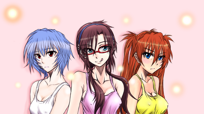 00s, 3girls, :q, ayanami_rei, bad_id, bad_pixiv_id, blue_eyes, blue_hair