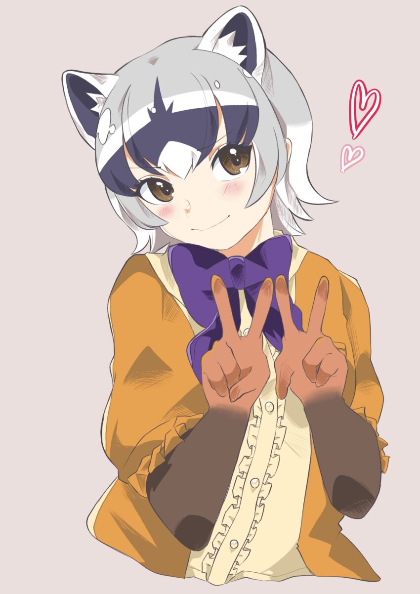 1girl, animal_ears, anniversary, blush, bow, bowtie, brown_eyes, brown_gloves