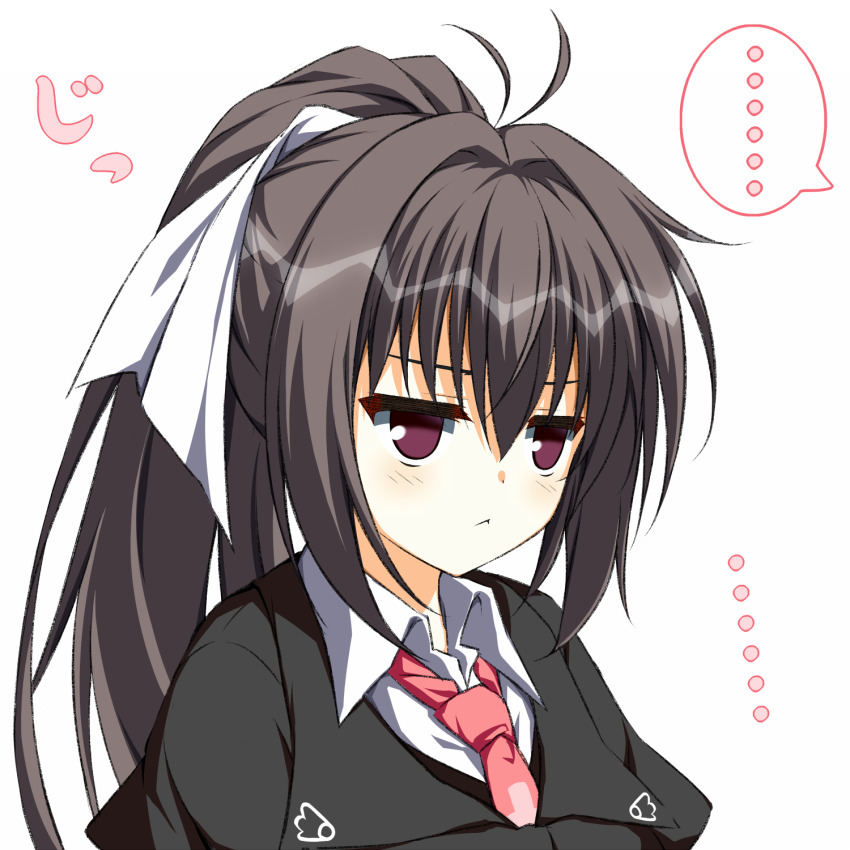 ..., 1girl, :<, antenna_hair, asagi_nanami, blush, brown_hair, close-up
