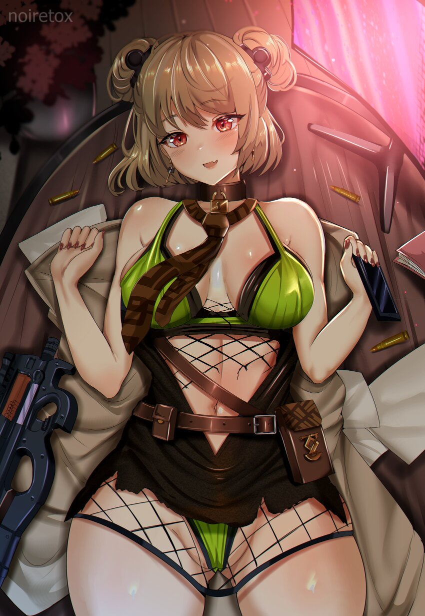 1girl, absurdres, blush, breasts, bullet, bullpup, cameltoe, cellphone