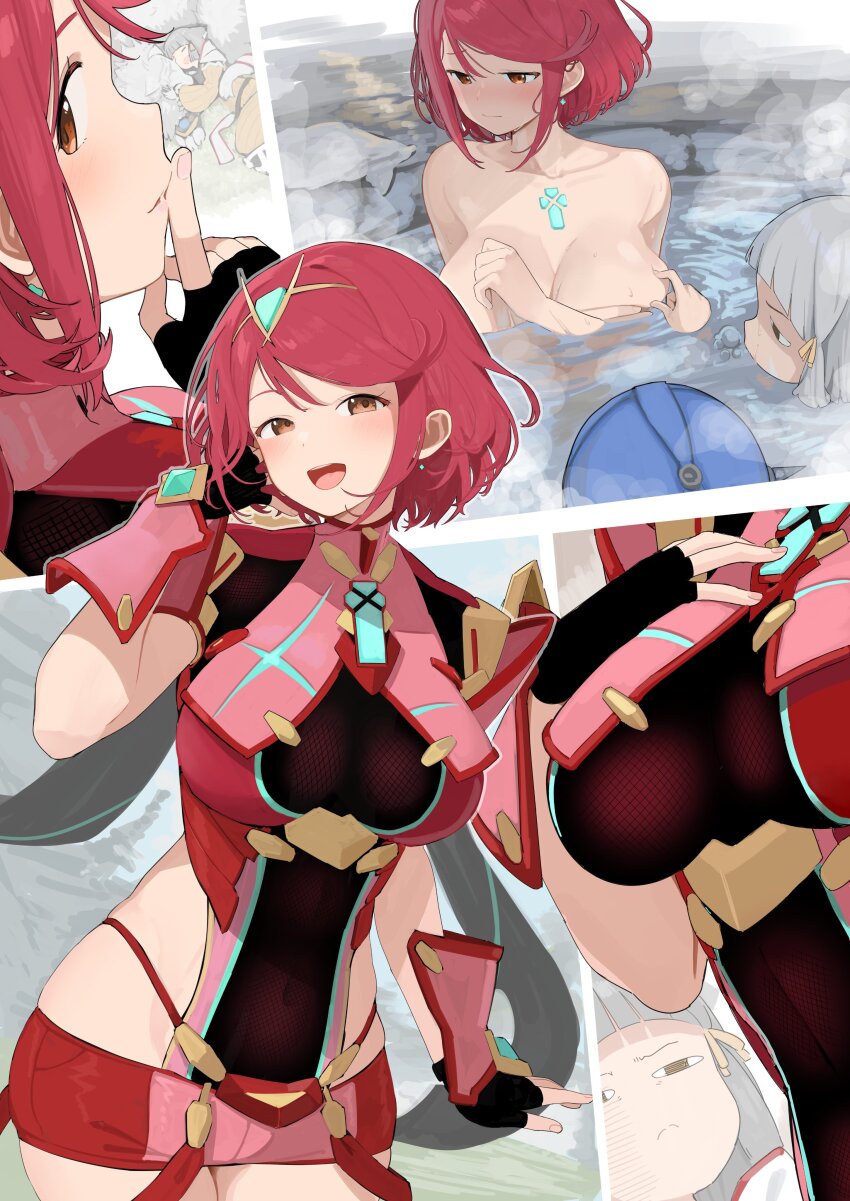 3girls, absurdres, breasts, dromarch_(xenoblade), earrings, highres, jewelry, large_breasts