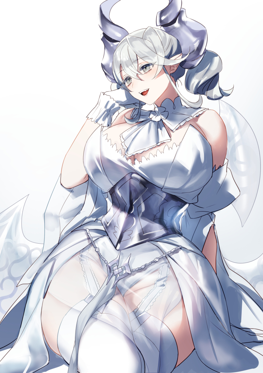 1girl, breasts, cleavage, demon_girl, demon_horns, demon_wings, dress, duel_monster