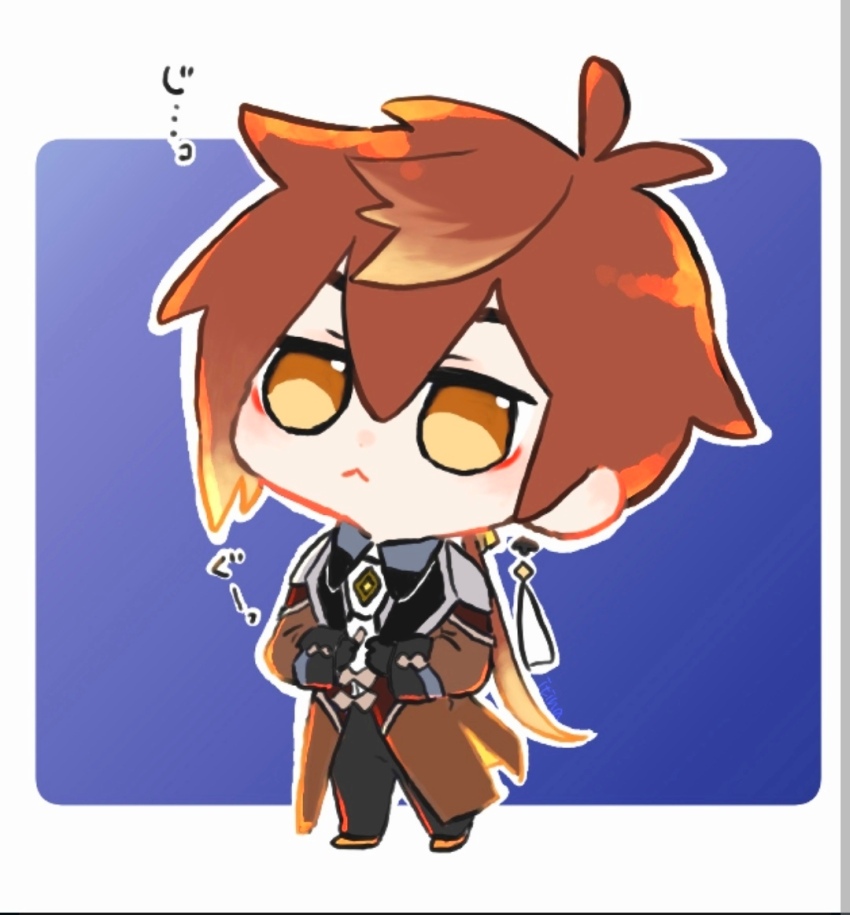 1boy, chibi, looking_up, male_focus, solo, tagme, uki_101, zhongli_(genshin_impact)