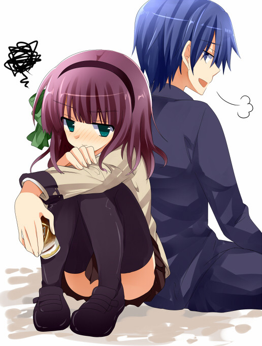 10s, angel_beats!, back-to-back, bad_id, bad_pixiv_id, blue_eyes, blue_hair, blush