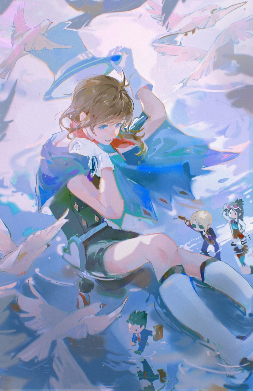 2girls, 3boys, absurdres, ace_attorney, animal, apollo_justice, apollo_justice:_ace_attorney, arm_up